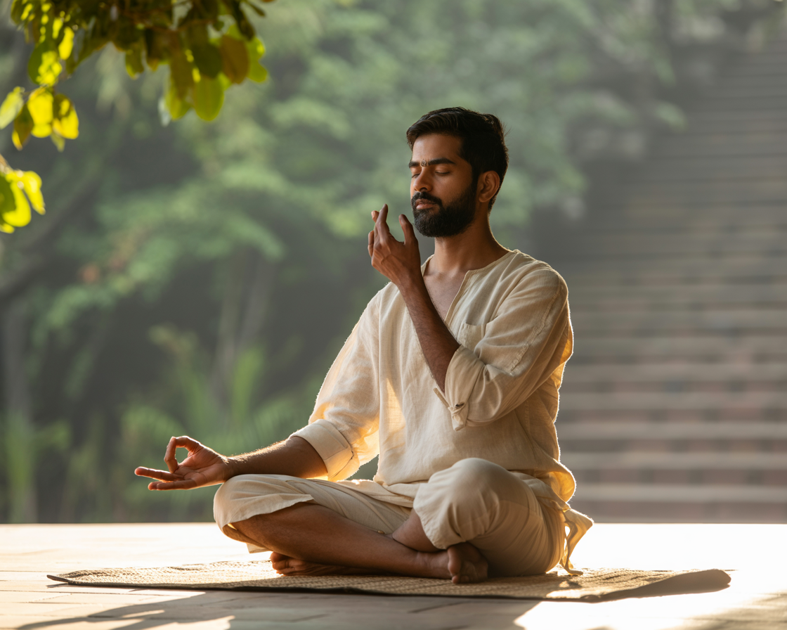 a person doing meditation